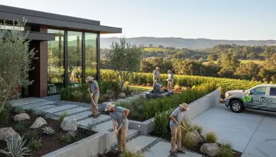 Landscaping crew providing professional yard maintenance services in Santa Rosa, CA