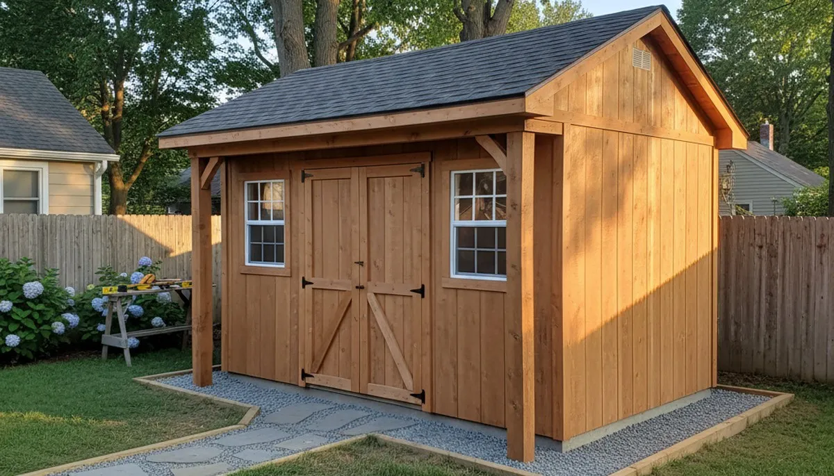 New backyard shed installation by Chop Chop Landscaping in Santa Rosa, CA with quality craftsmanship