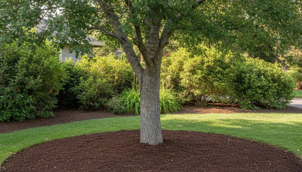 Professional circular tree mulch ring installation in Santa Rosa CA by Chop Chop Landscaping