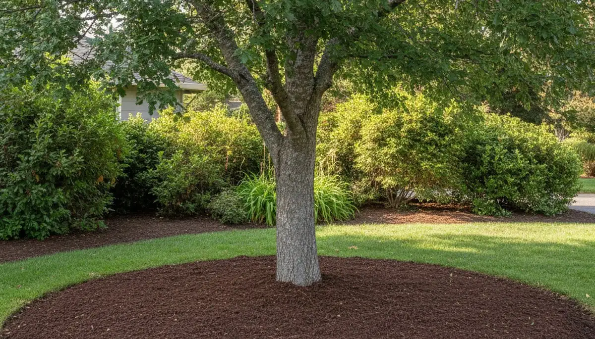 Professional circular tree mulch ring installation in Santa Rosa CA by Chop Chop Landscaping