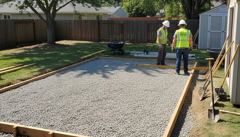 Professional shed foundation and base preparation by landscaping experts in Santa Rosa, CA