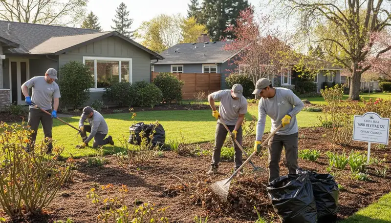 Spring yard clean up and debris removal at a residential property in Santa Rosa, CA by Chop Chop Landscaping